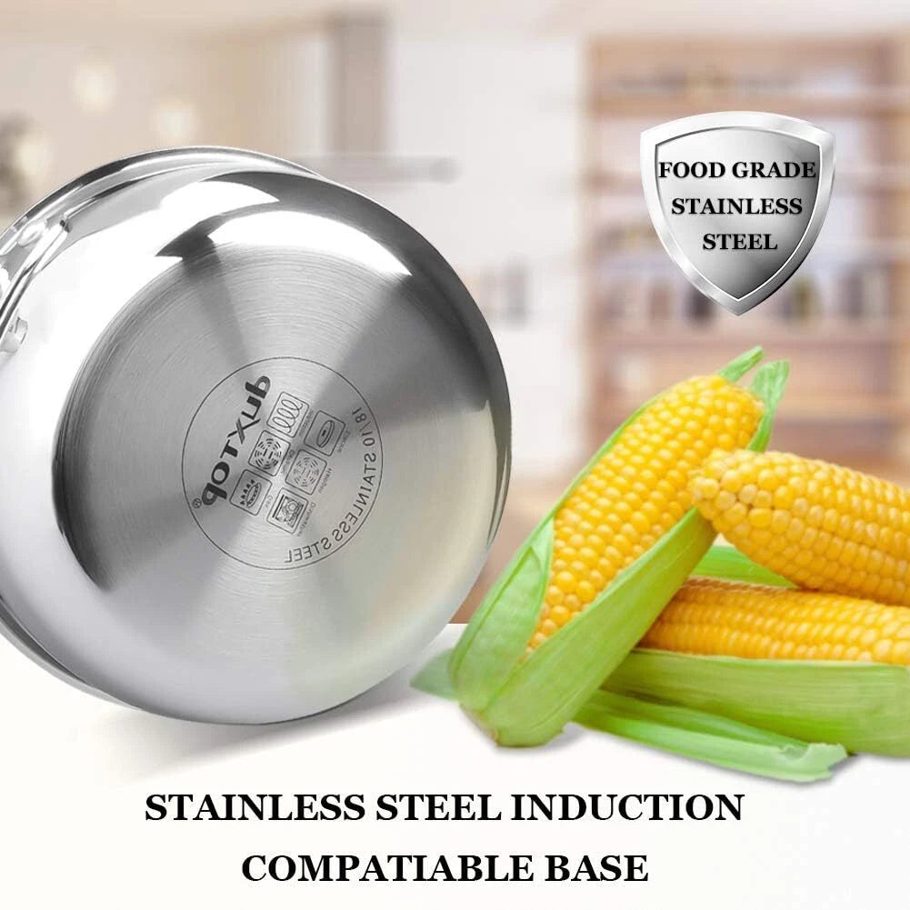Tri-Ply Stainless Steel Stock Pot with Lid, 3-Quart, Kitchen Induction Cookware 07FC0E-D4 - KOEEK