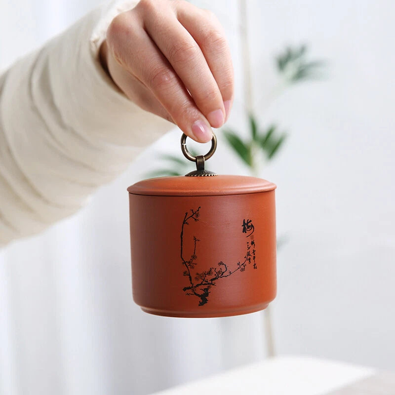 1pc Purple Clay Tea Jar Travel Tea Bag Storage Box Portable Sealed Tea Caddy 07FC0E-D4 - KOEEK