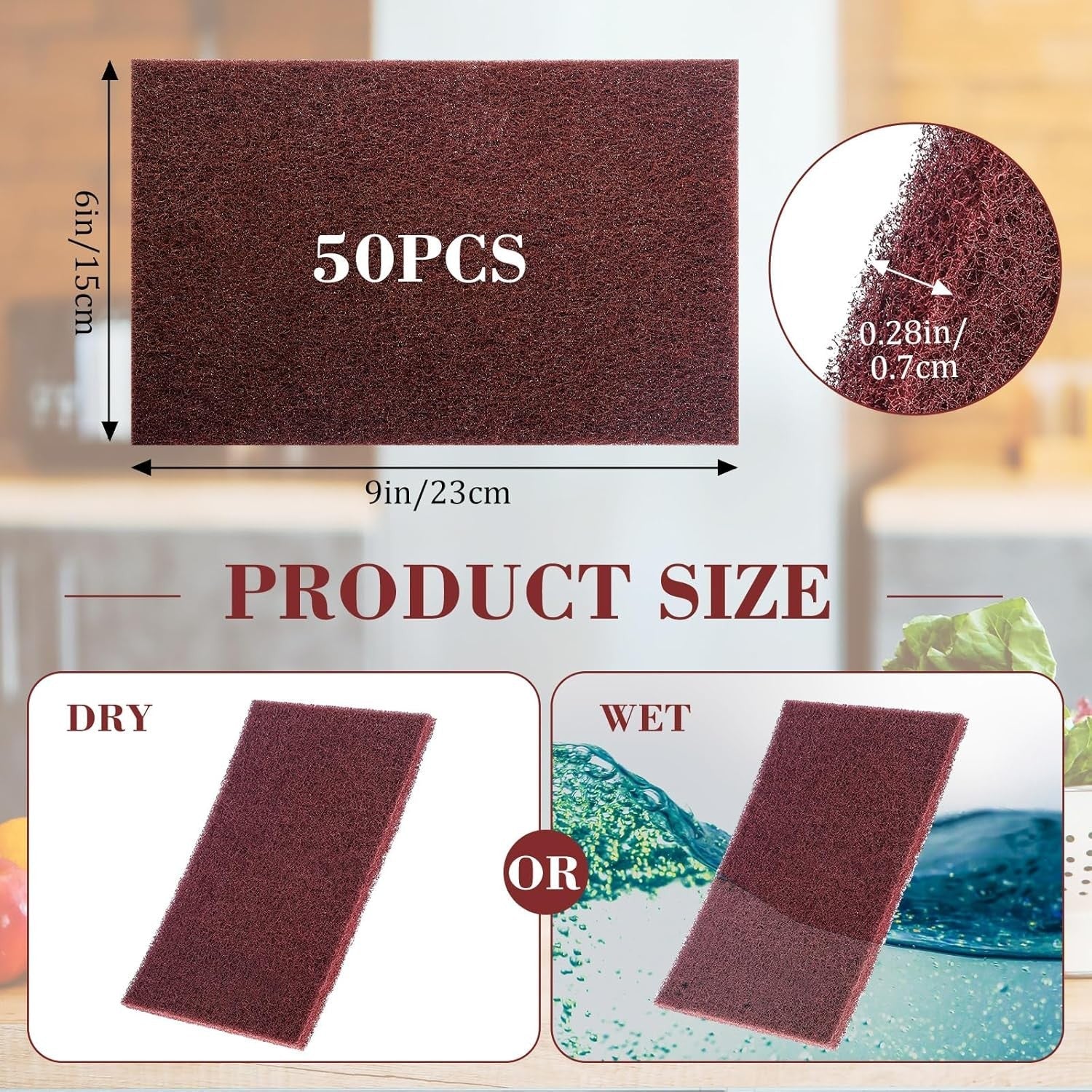 new 50 Pcs 7447 Fine General Purpose Scuff Pads 6 X 9 Inch Abrasive Hand Red 07FC0E-D4 - KOEEK