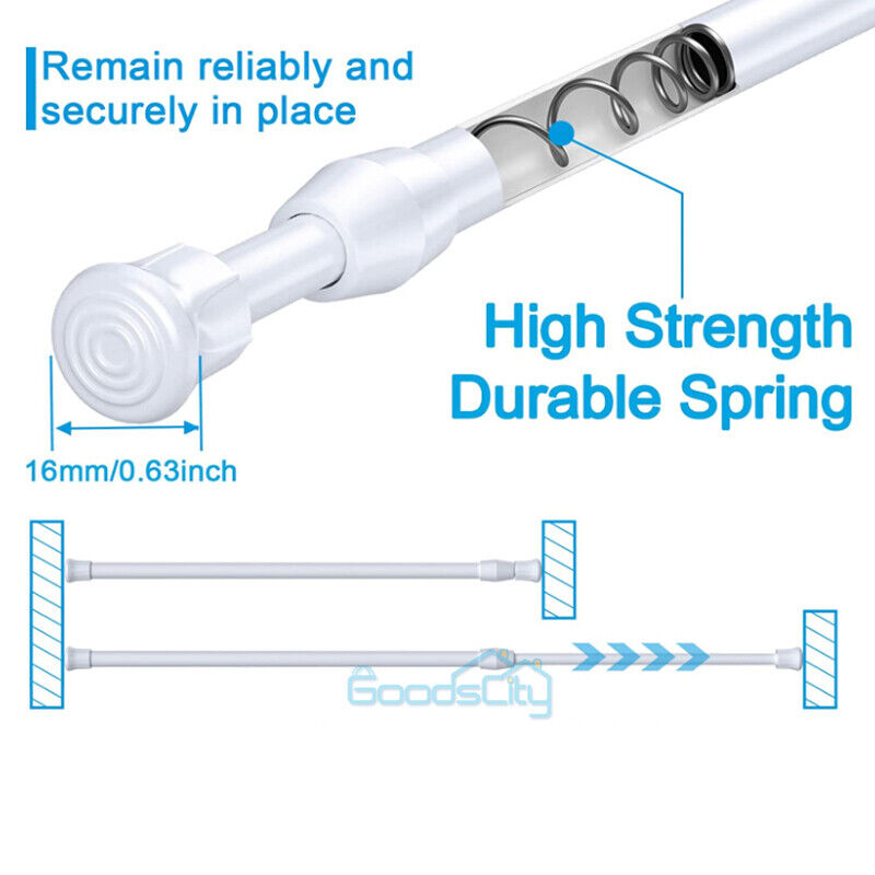 ny 2-6X justerbar teleskopisk gardinstangstang 15-44 tommer for vindu, kjøkken, bad