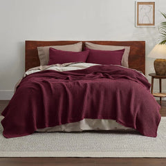 Cotton Queen Size Bed Blanket - Breathable and Soft,Waffle Weave Blanket 07FC0E-D4 - KOEEK