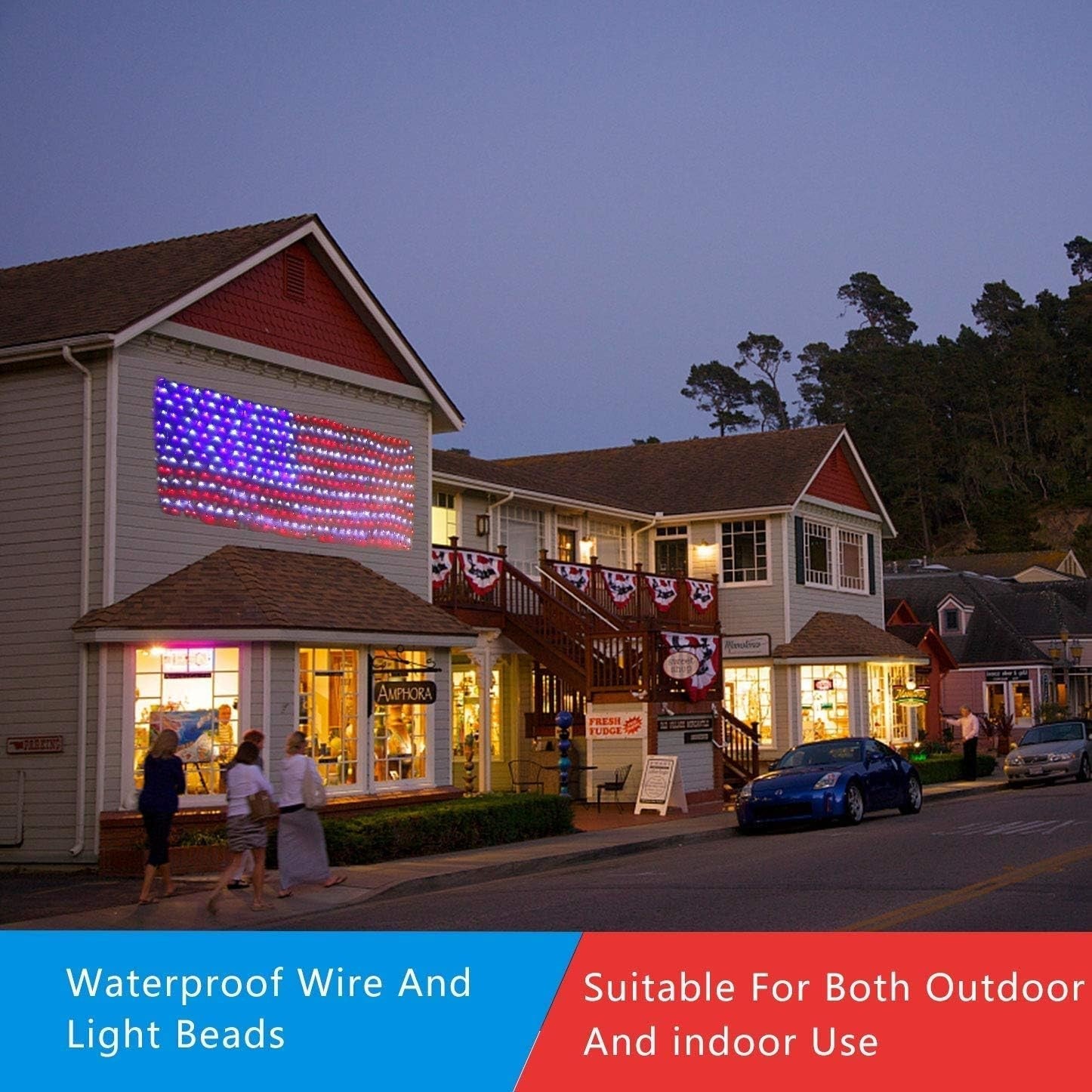 () American Flag Lights, 420 LED USA Flag Net Lights, Outdoor Waterproof 07FC0E-D4 - KOEEK