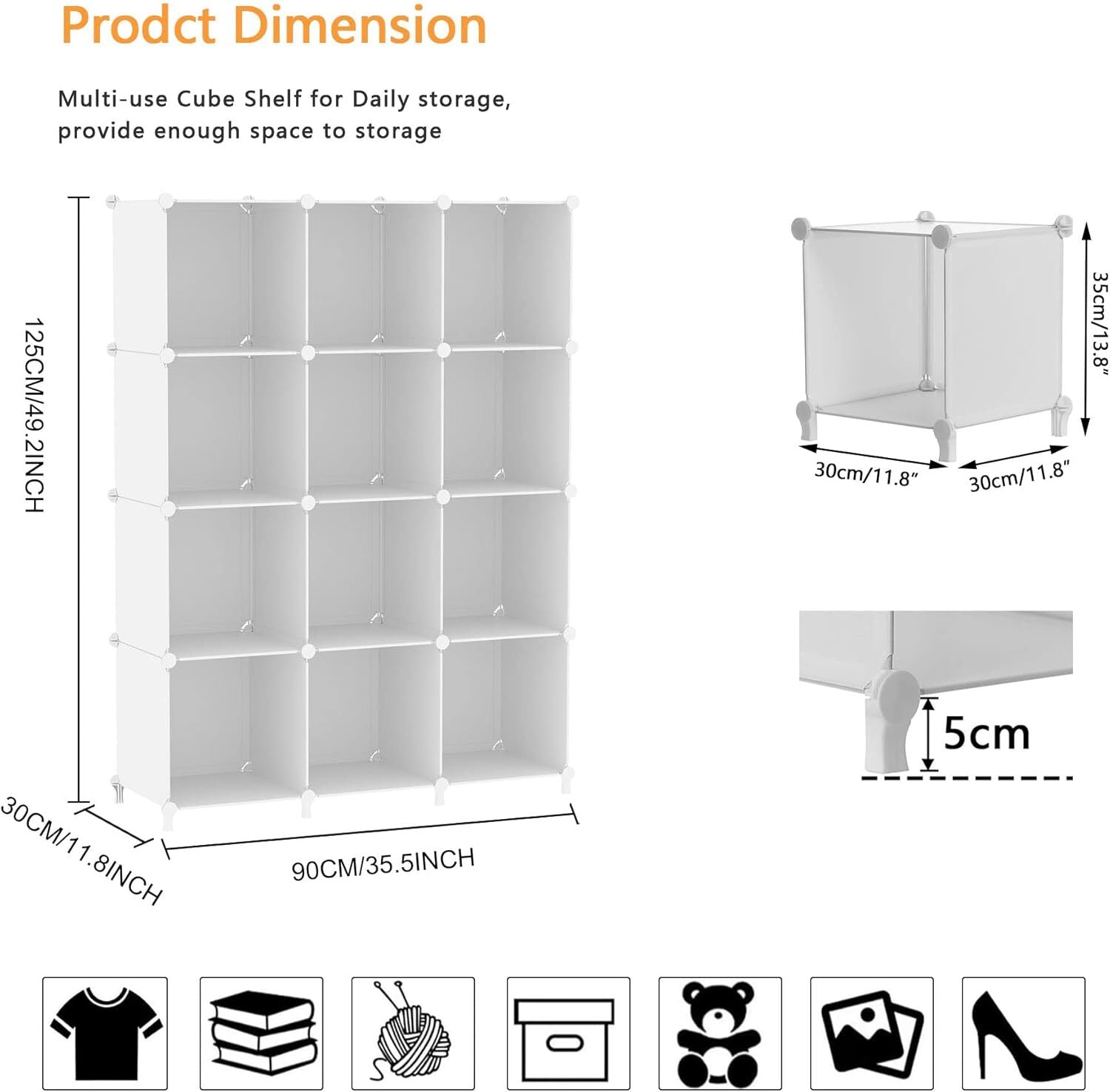 new AWTATOS Cube Storage Organizer 12 Bookshelf DIY 12 Cube, White AWTATOS - KOEEK