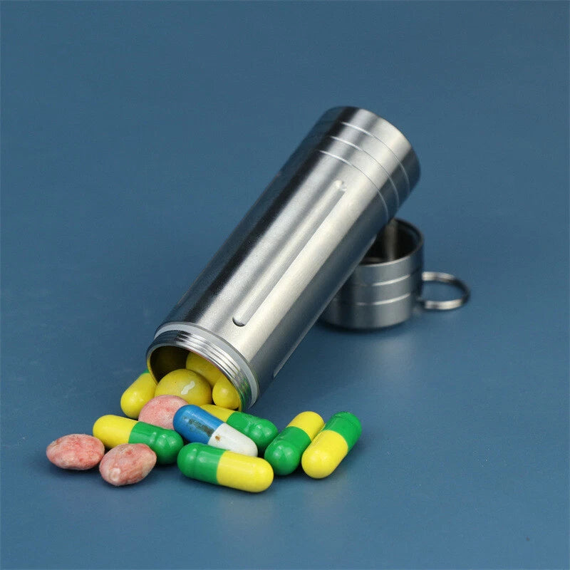 EDC Titanium Alloy Waterproof Case Portable Pill Medicine Capsule Storage Box 07FC0E-D4 - KOEEK