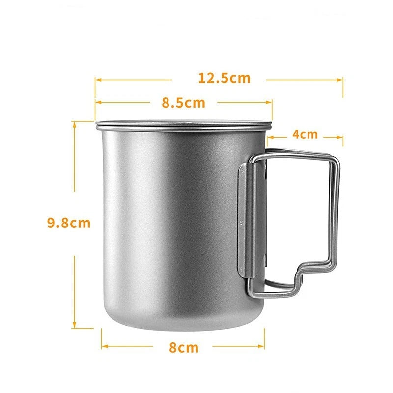 450ml Titanium Water Cup Ultralight Folding Handles Outdoor CampingCoffeeMug 07FC0E-D4 - KOEEK