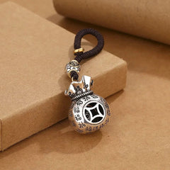 Retro Handmade Relief Coin Money Bag Rotating Keychain Luck Blessing Pendant 07FC0E-D4 - KOEEK