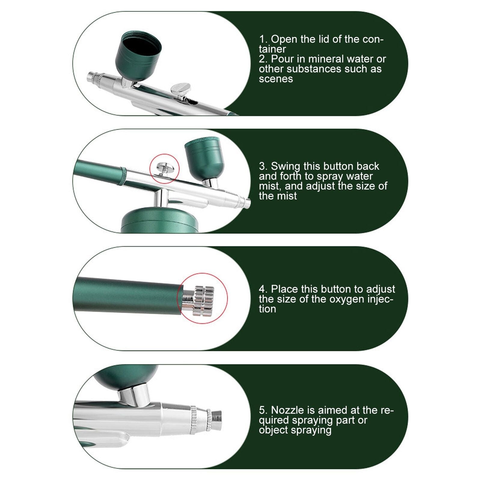 new Spray Airbrush Green Cordless Pressure Nano Hydrating Care Oxygen Injection HGF koeek - KOEEK