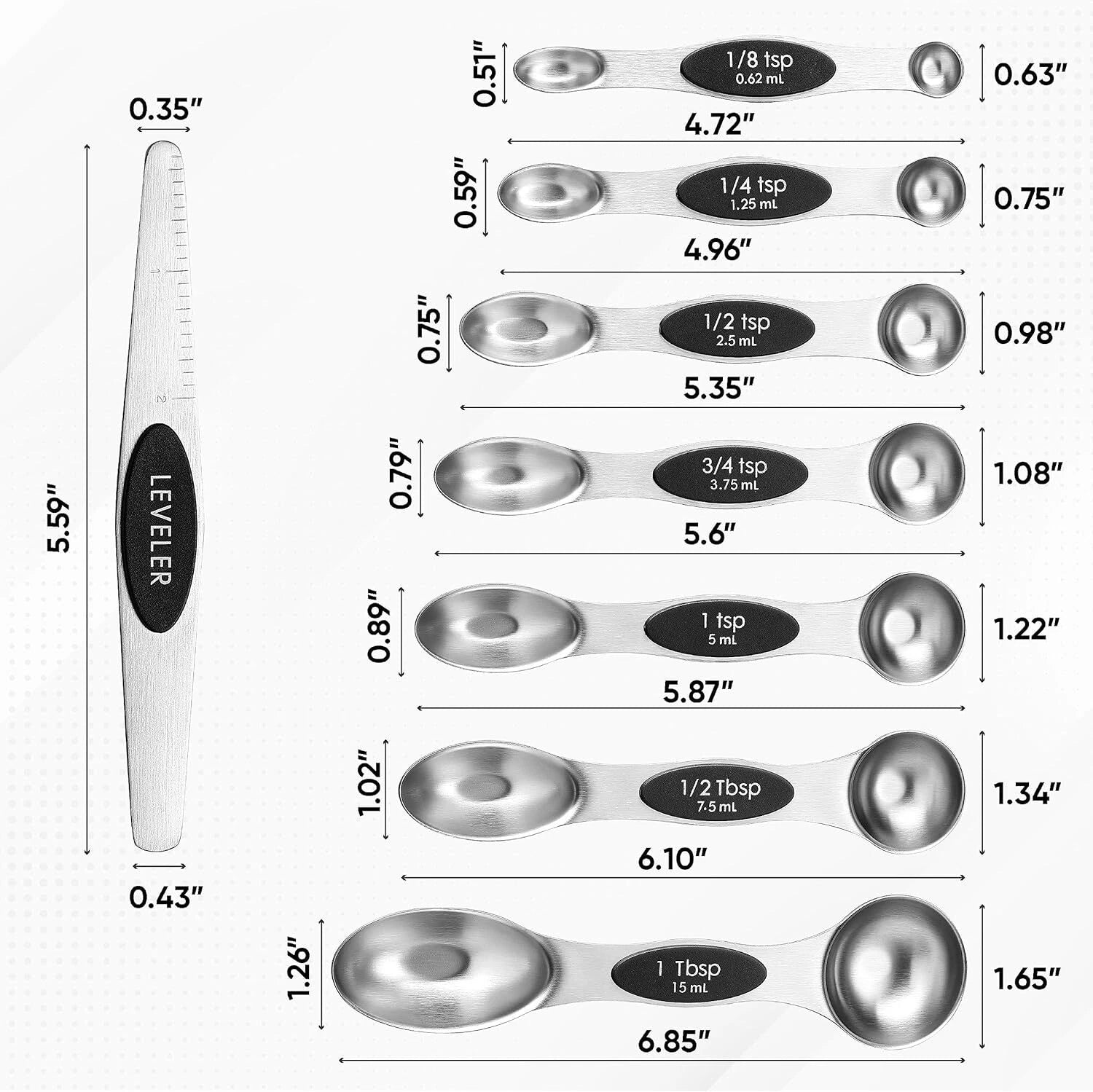 Magnetic Measuring Cups & Spoons Set (Patent Pending), Strong N45 Magnets 07FC0E-D4 - KOEEK