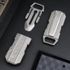 EDC Titanium Belt Buckle Portable Men's Belt Clip Waist Hang Keychain Crowbar 07FC0E-D4 - KOEEK