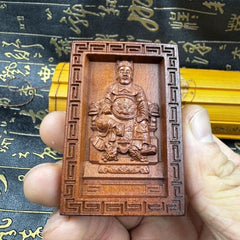 Jujube Wood Taoist Guangze Zunwang Pendant Tag Carving Amulet Charm 07FC0E-D4 - KOEEK