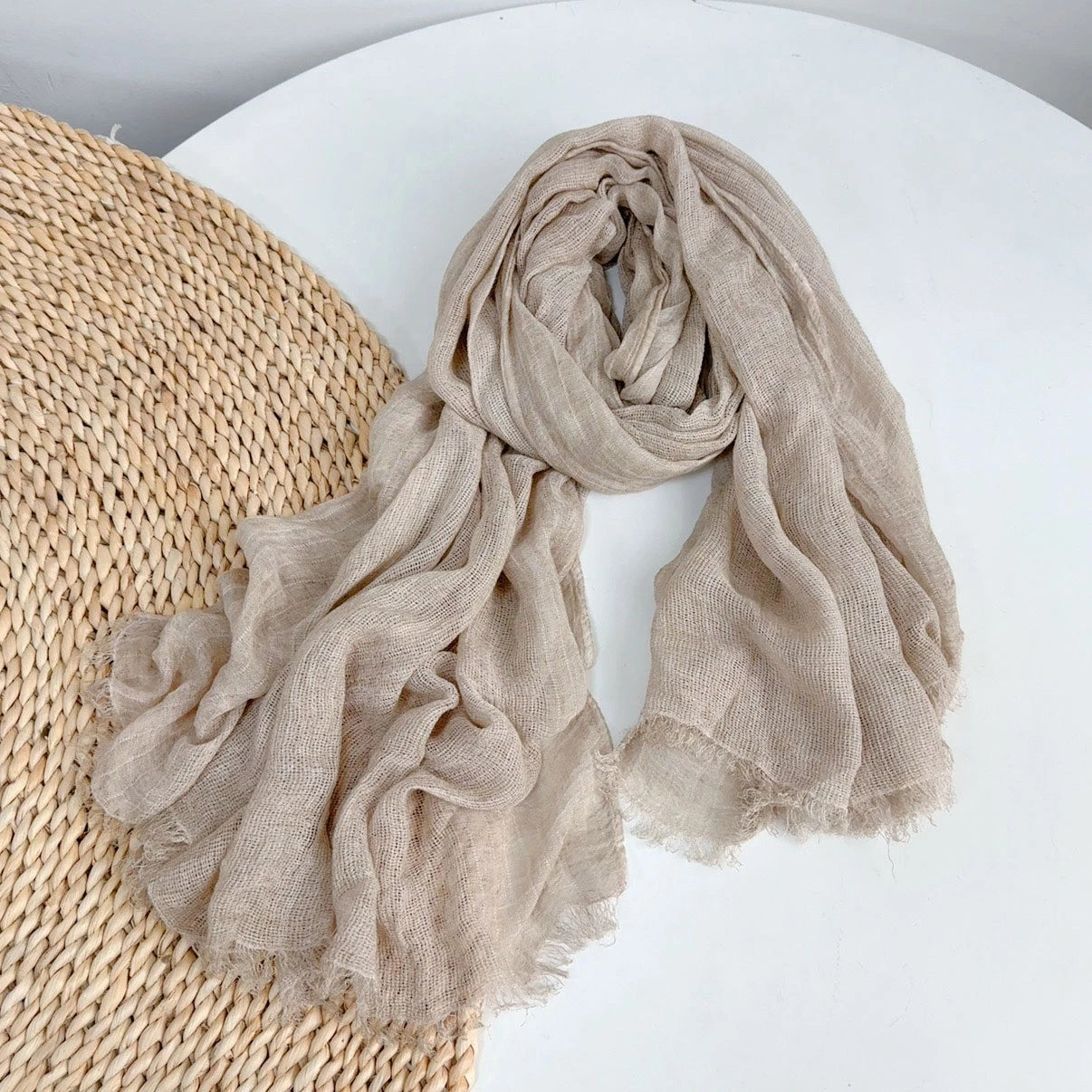 Unisex soft Crochet Scarf Solid Color Autumn Neckerchief Shawl Wrap Bandana 07FC0E-D4 - KOEEK