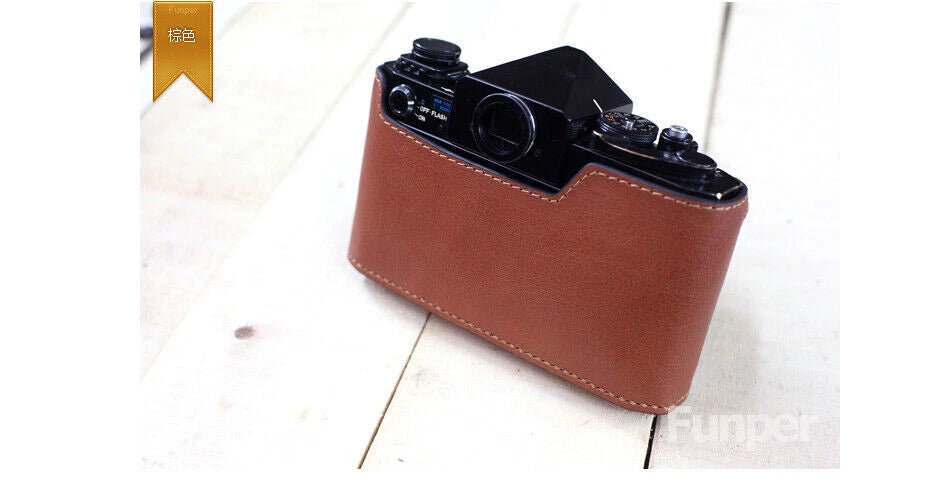 Handmade   Camera Case Bag Real Leather Half Cover for Canon F-1 Camera 07FC0E-D4 - KOEEK