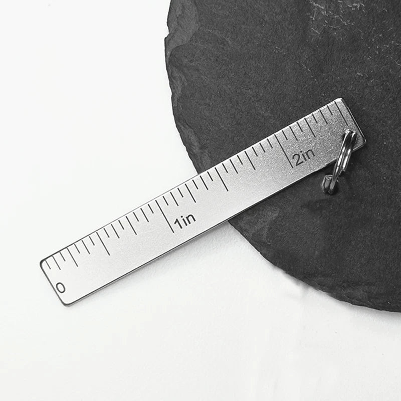 EDC Titanium Ruler Measuring Range in/ cm Ruler Keychain Pendant with Key Ring 07FC0E-D4 - KOEEK