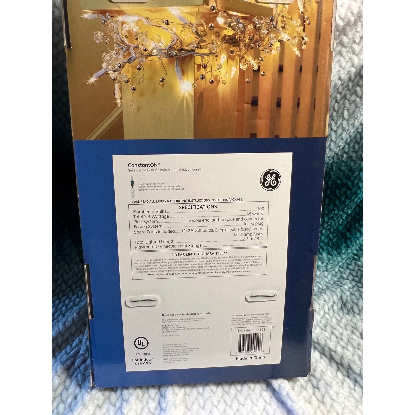 GE 100 Lights Glitter Gem Garland Clear Lights White Wire 9 ft GE - KOEEK