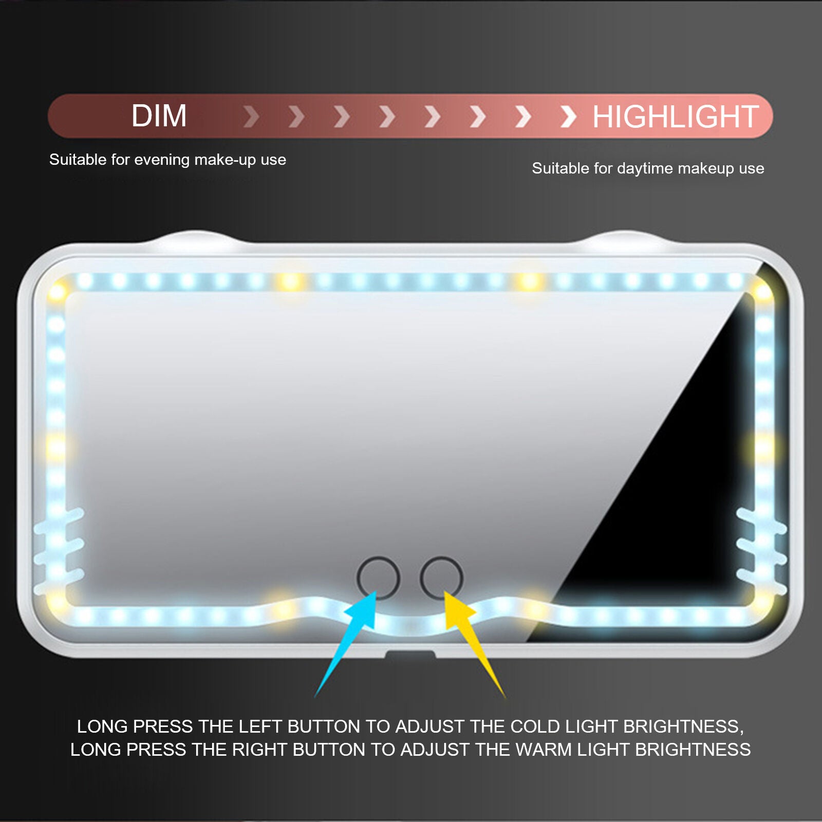 new Car Sun Visor Vanity Mirror Rechargeable Touch On Screen LED Light Makeup Mirror koeek - KOEEK