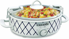 Compact 2.5-Quart Casserole Slow Cooker (White/Blue), Durable and Compact 07FC0E-D4 - KOEEK