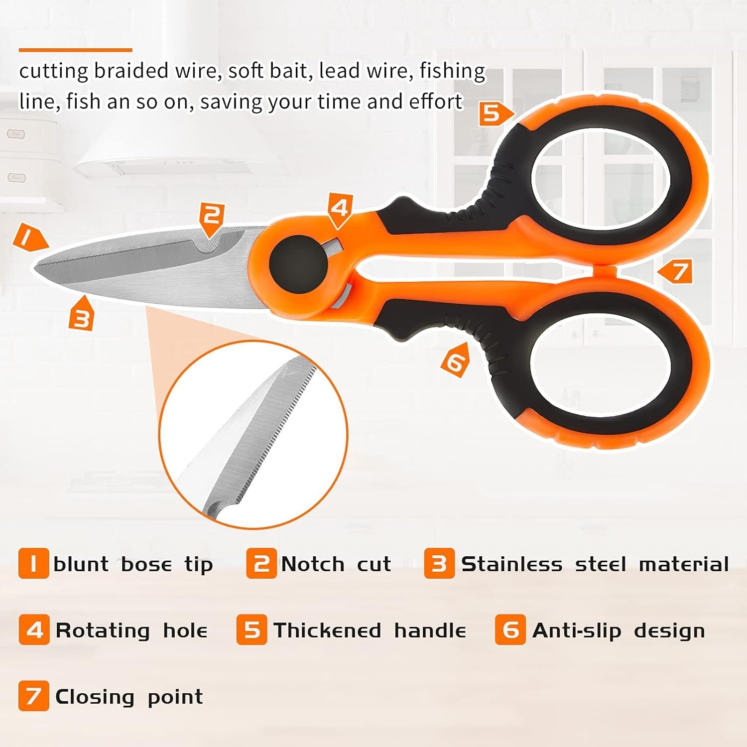 new Honoson 2 Pcs Fishing Scissors Braided Line Cutters Heavy Duty Orange HONOSON - KOEEK