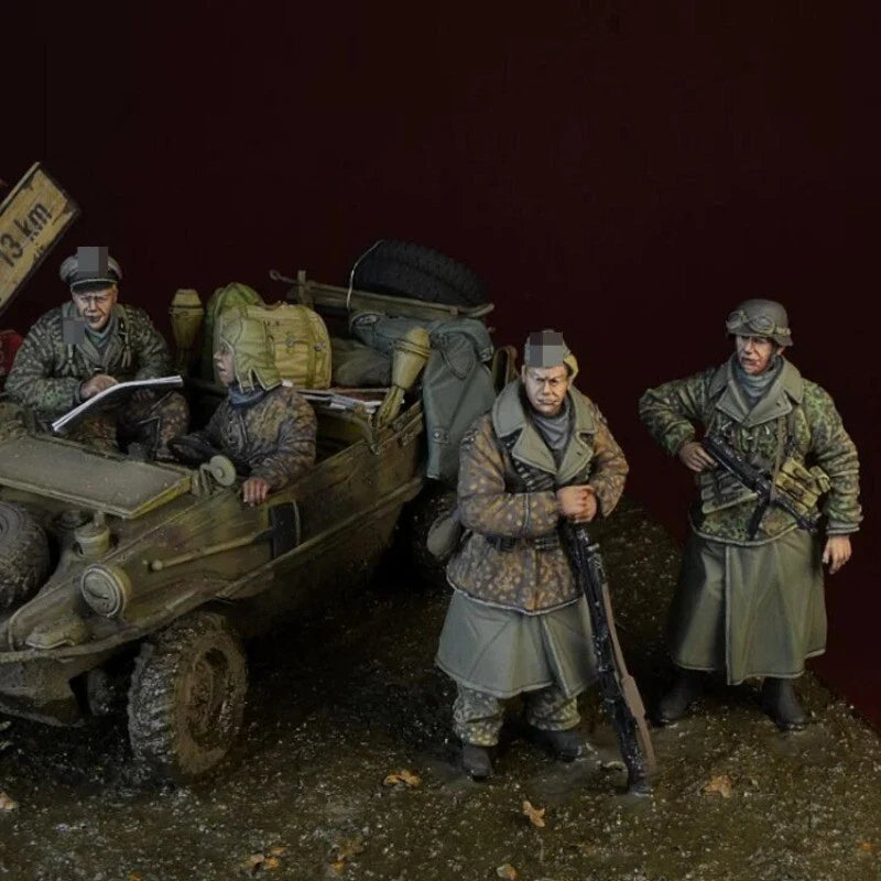 1/35 Resin Figure Model Kit 4 Figures And Accessories Unassambled Unpainted 07FC0E-D4 - KOEEK