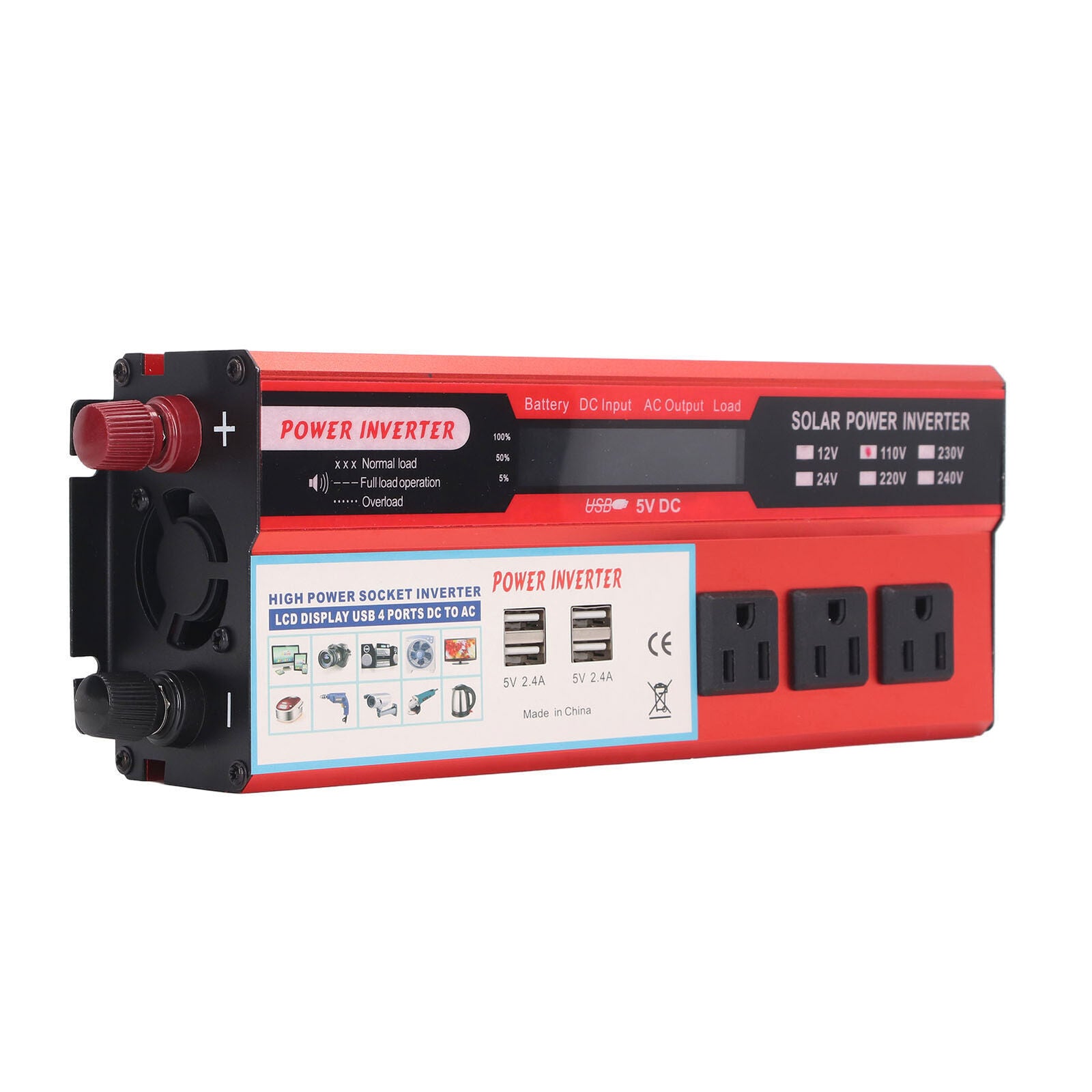 new 2000W Modified Sine  Car Inverter 4USB Ports LCD Digital Display Inverter US koeek - KOEEK