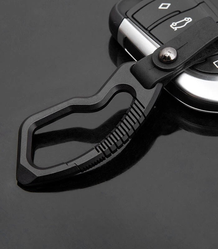 EDC Titanium Alloy + Leather Keychain Carabiner Waist Hanging Pendant Crowbar 07FC0E-D4 - KOEEK