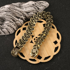 Chinese Trend Zodiac Dragon Bracelet Mens Antique Brass Jewelry Copper Chain 07FC0E-D4 - KOEEK