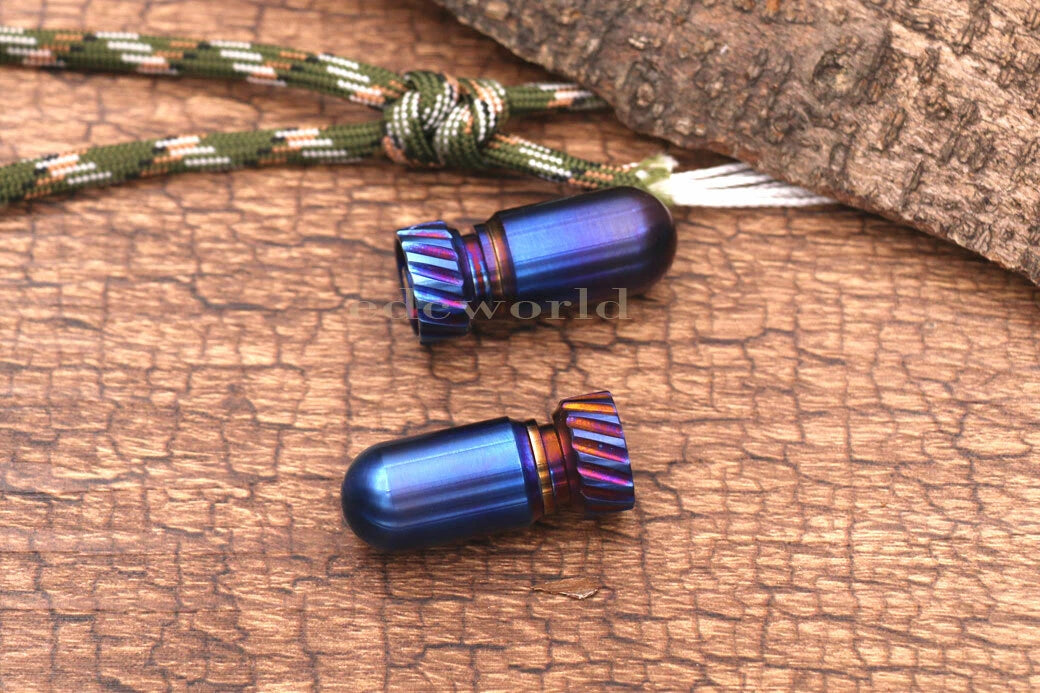 Outdoor Titanium CNC Torpedo Type Waterproof Pill Case Key Chain Container EDC 07FC0E-D4 - KOEEK