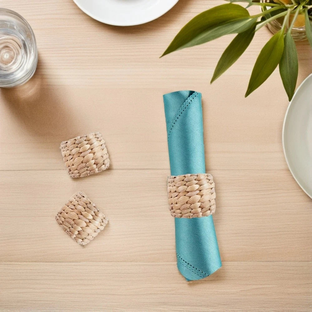 6pcs Rustic Straw Napkin Ring - Farmhouse Weaving Braided Napkin Buckles - 07FC0E-D4 - KOEEK