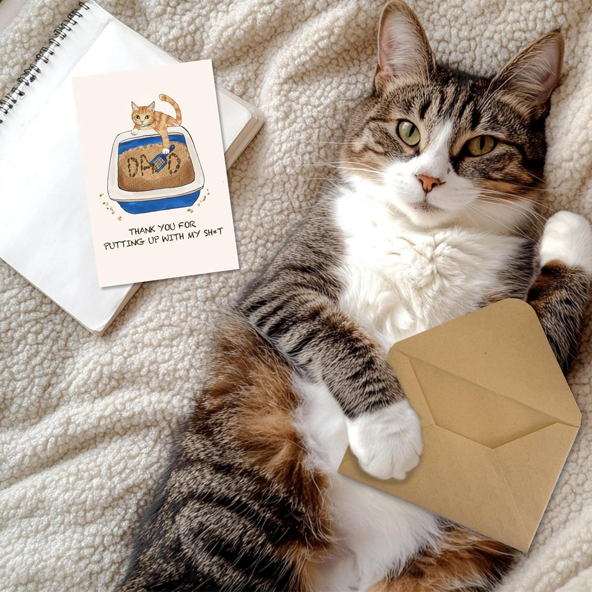 new TwoDays Funny Cat Dad Cards with Envelope and Sticker, Cute Father's TWODAYS - KOEEK