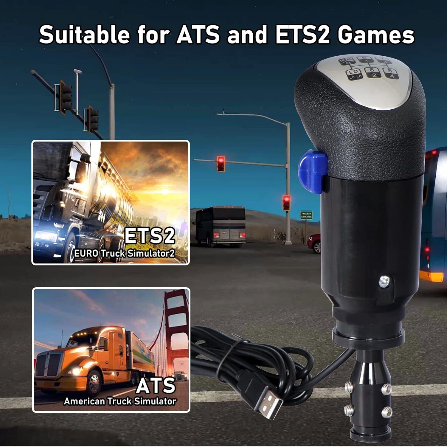 new XSLOER USB Truck Simulator Shifter - Gearshifter Knob for ATS ETS2 PC Racing... 07FC0E-D4 - KOEEK