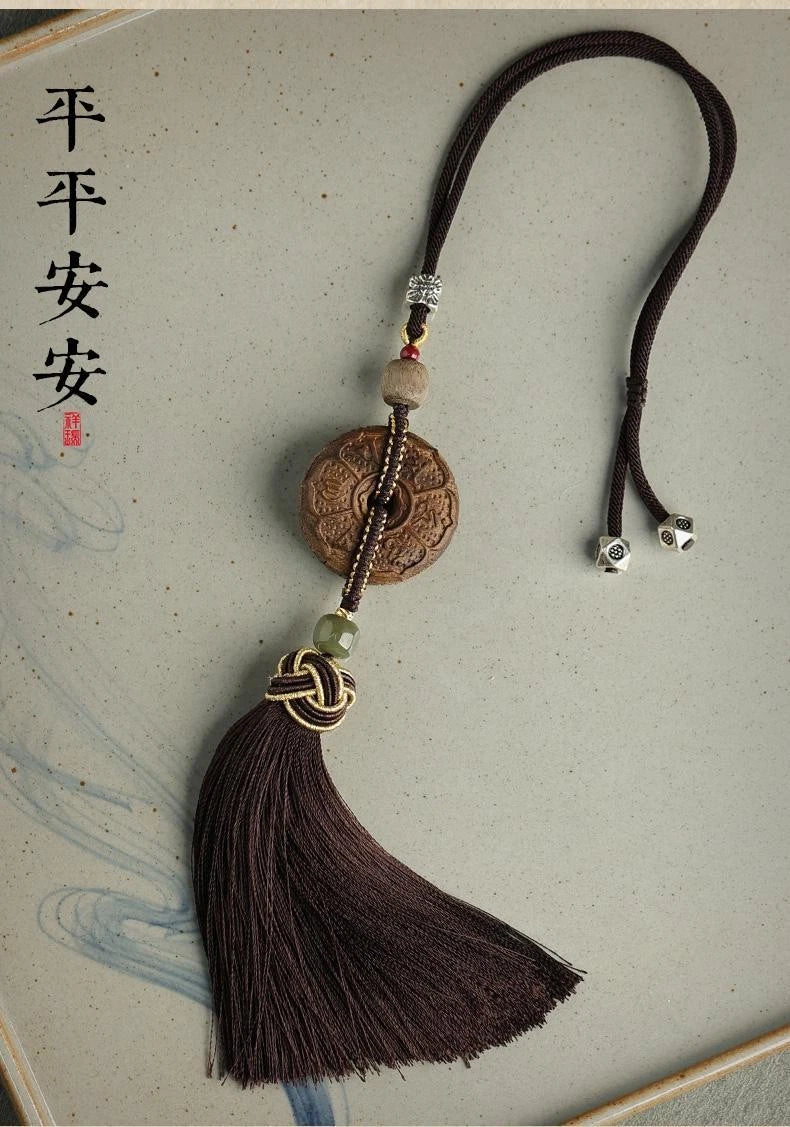 Golden Phoebe Peace Buckle Car Hanging Wooden Ornament Rearview Mirror Decor 07FC0E-D4 - KOEEK