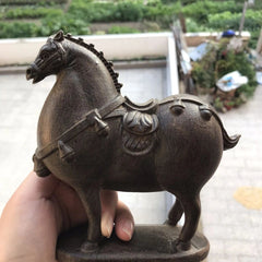 14x15cm Vietnamese Agarwood Carved Tang Horse Figurine Feng Shui Sculpture Gift 07FC0E-D4 - KOEEK