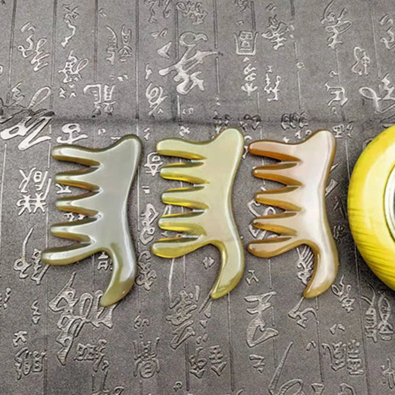 Natural White Yak Horn Head Massage Meridian Comb Gua Sha Board 天然白牦牛角头部按摩经络梳 07FC0E-D4 - KOEEK