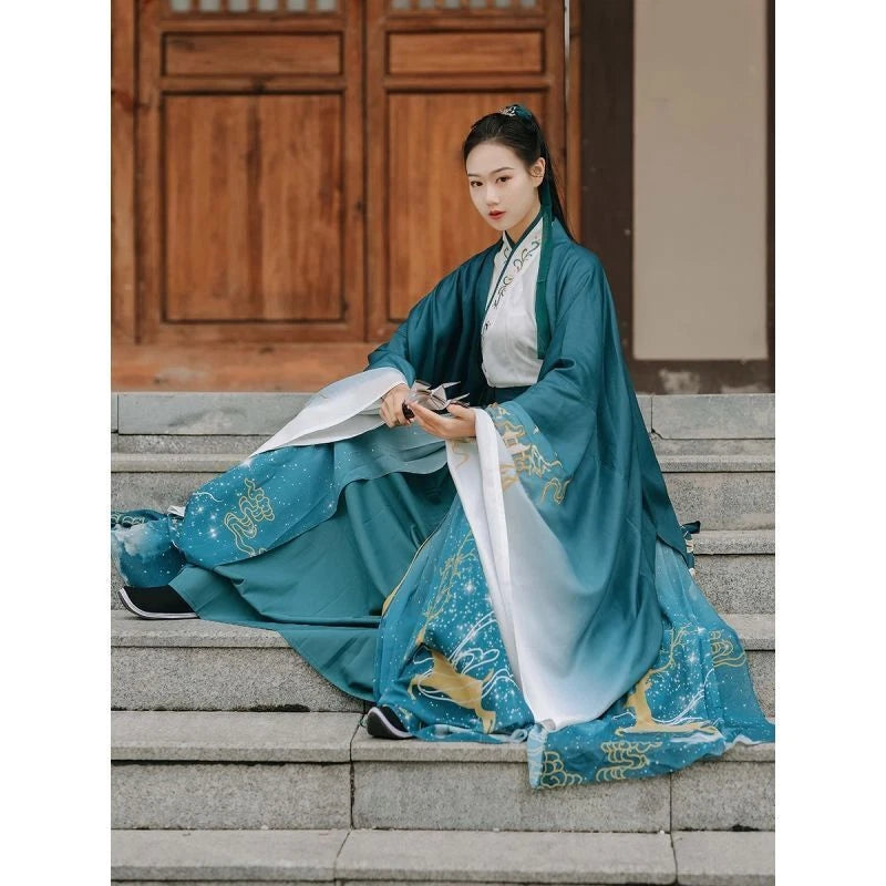 Chinese Ancient Hanfu Costume Women Clothes Traditional Tang Dynasty Folk Dance 07FC0E-D4 - KOEEK