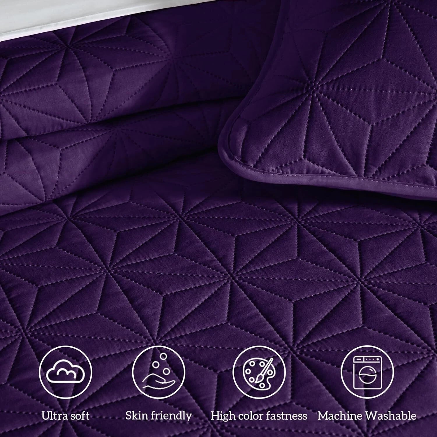 Queen Quilt Bedding Set,Soft Purple Bedspreads Quilts Queen Size for All Seasons 07FC0E-D4 - KOEEK