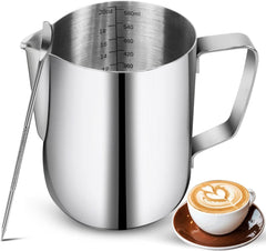 new Milk Frothing Pitchers 20 oz, Stainless Steel Espresso Steaming 20oz, Silver 07FC0E-D4 - KOEEK