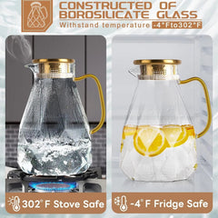 Yirilan Glass Pitcher, 2.2 Liter Water Pitcher With Lid,Iced Tea Pitcher Fridge 07FC0E-D4 - KOEEK