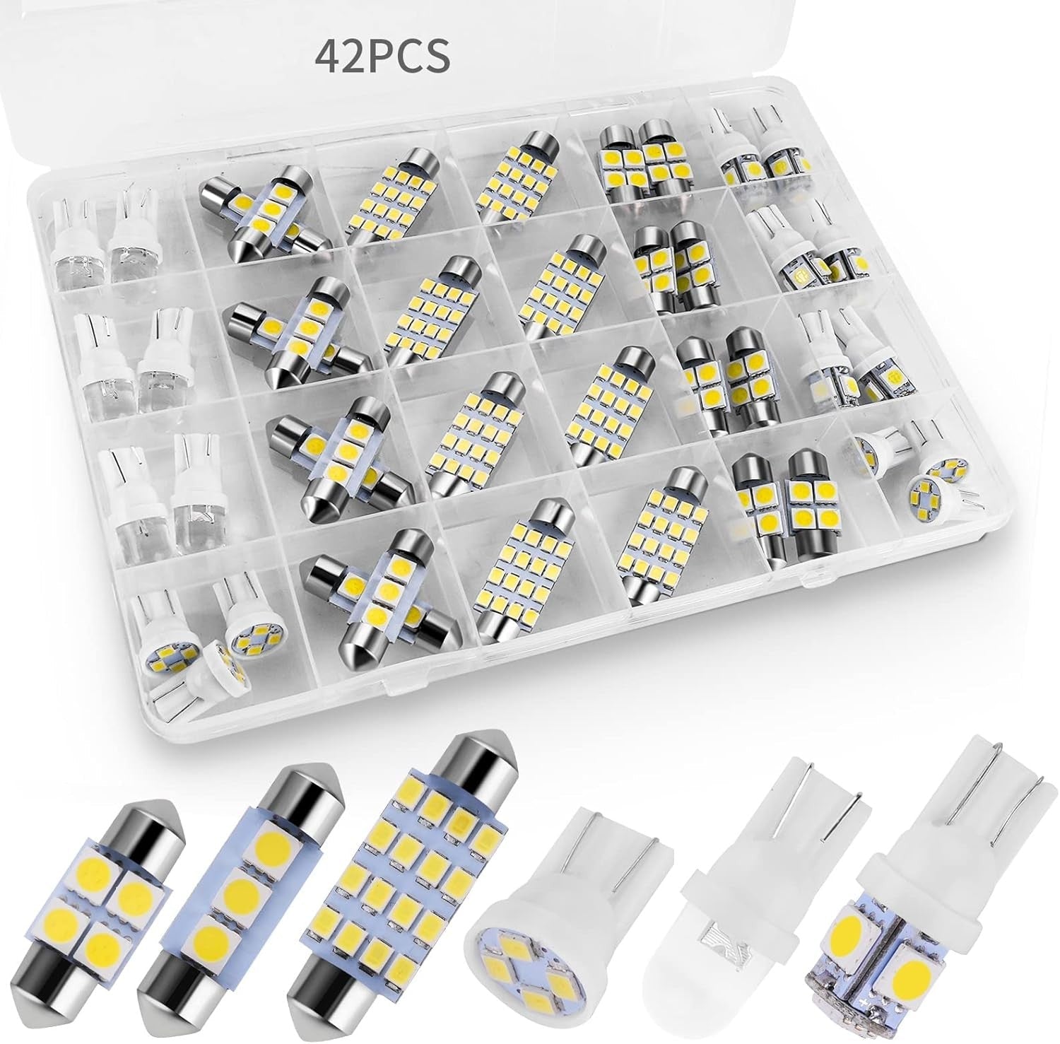 new 42 Pieces Interior Car Lights, Super Bright White Dome Map Tail Cab Lights... 07FC0E-D4 - KOEEK
