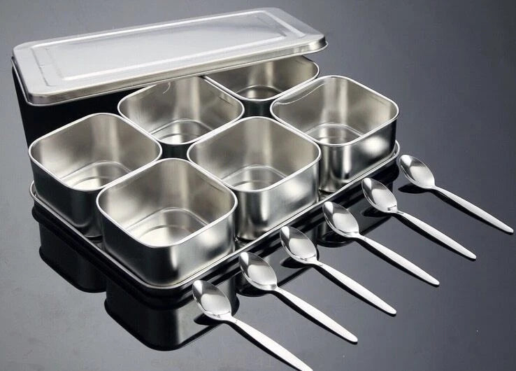 Stainless Steel Seasoning Box Set Creative Seasoning Jar 6 Grid 8 Grid 07FC0E-D4 - KOEEK