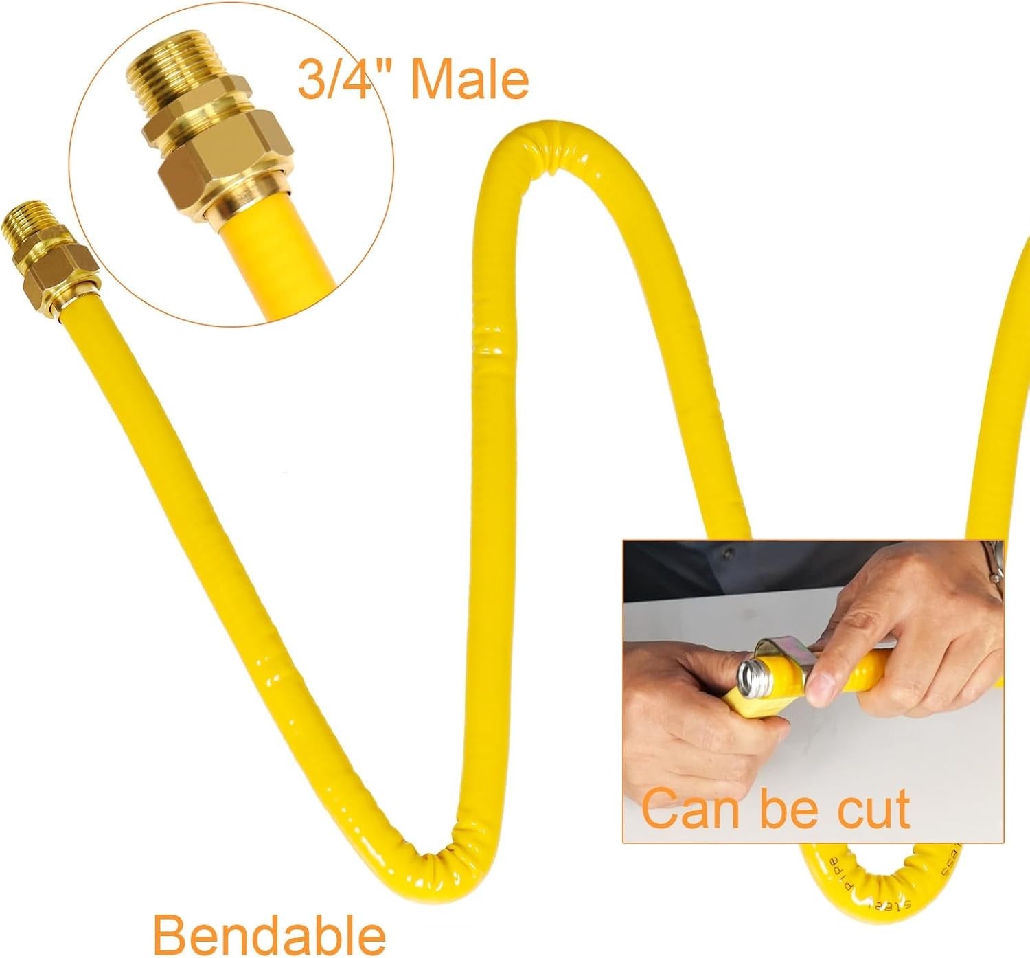 new 70ft 3/4'' Gas Line CSST Flexible Stainless Steel 70 ft - 3/4", Yellow 07FC0E-D4 - KOEEK