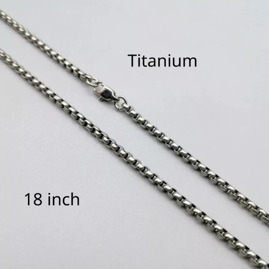 18" Pure Titanium Box Chain Necklace 3mm Men Unisex NO Allergic Skin Care Health 07FC0E-D4 - KOEEK