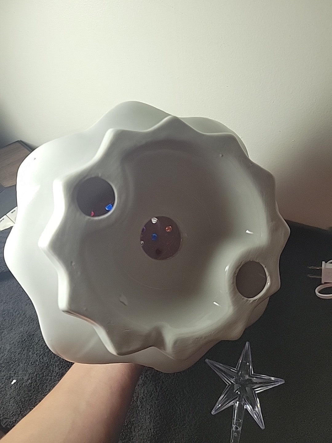 WHITE CERAMIC CHRISTMAS TREE WITH MULTI COLOR LIGHTS UP  15" Tall WHITE - KOEEK