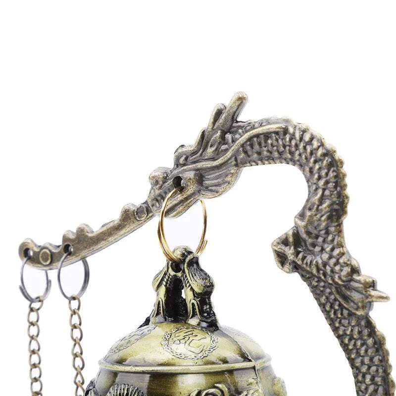 1PC Retro Style Lock Dragon Carved Buddha Bell Masterpiece Chinese Feng Shui Art 07FC0E-D4 - KOEEK