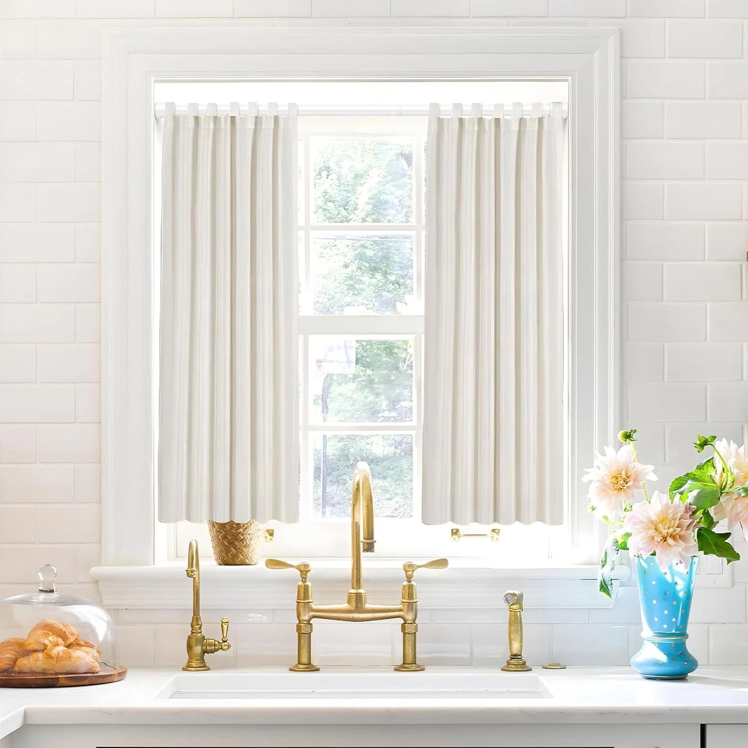White Tension Curtain Rod for Windows 28 to 48 inch, Adjustable Expandable 07FC0E-D4 - KOEEK