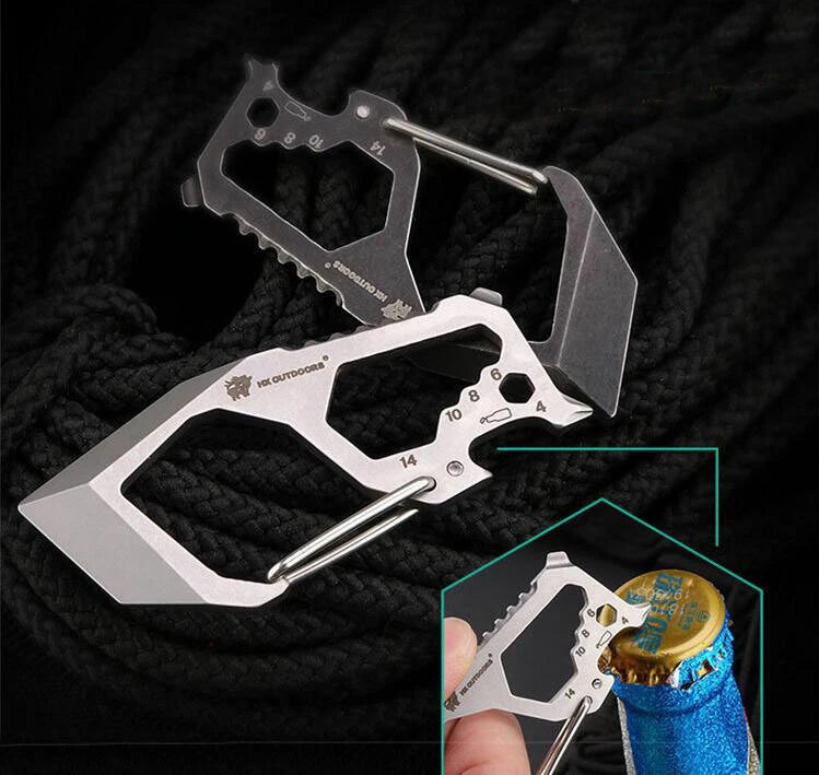 EDC High Stainless Steel Multifunction Keychain Key Carabiner Opener Wrench Tool 07FC0E-D4 - KOEEK