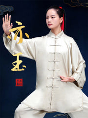 Kung Fu Tai Chi Mulberry Silk Uniform Martial Arts Wushu High-end Handmade Taiji 07FC0E-D4 - KOEEK