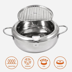 Deep Fryer, 11-inch/4.2 Liter Japanese Style Tempura Fryer, 304 Stainless Steel 07FC0E-D4 - KOEEK