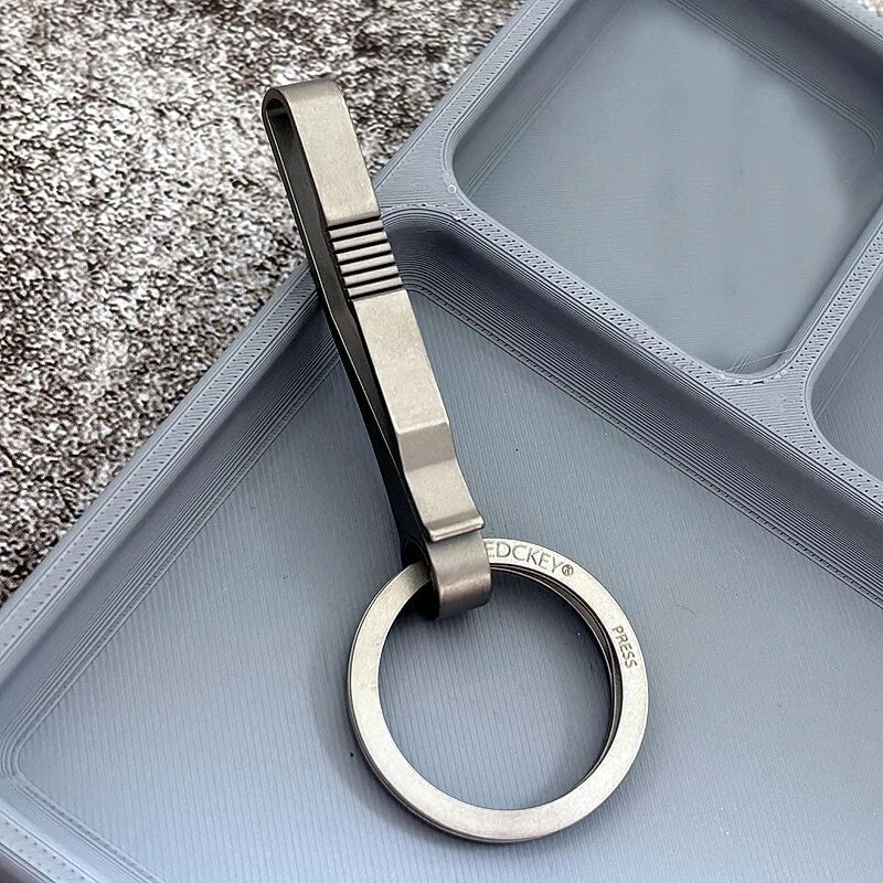 Titanium Alloy Keychain Belt Waist Hanging Buckle Keyboard Tool w/ Key Ring EDC 07FC0E-D4 - KOEEK
