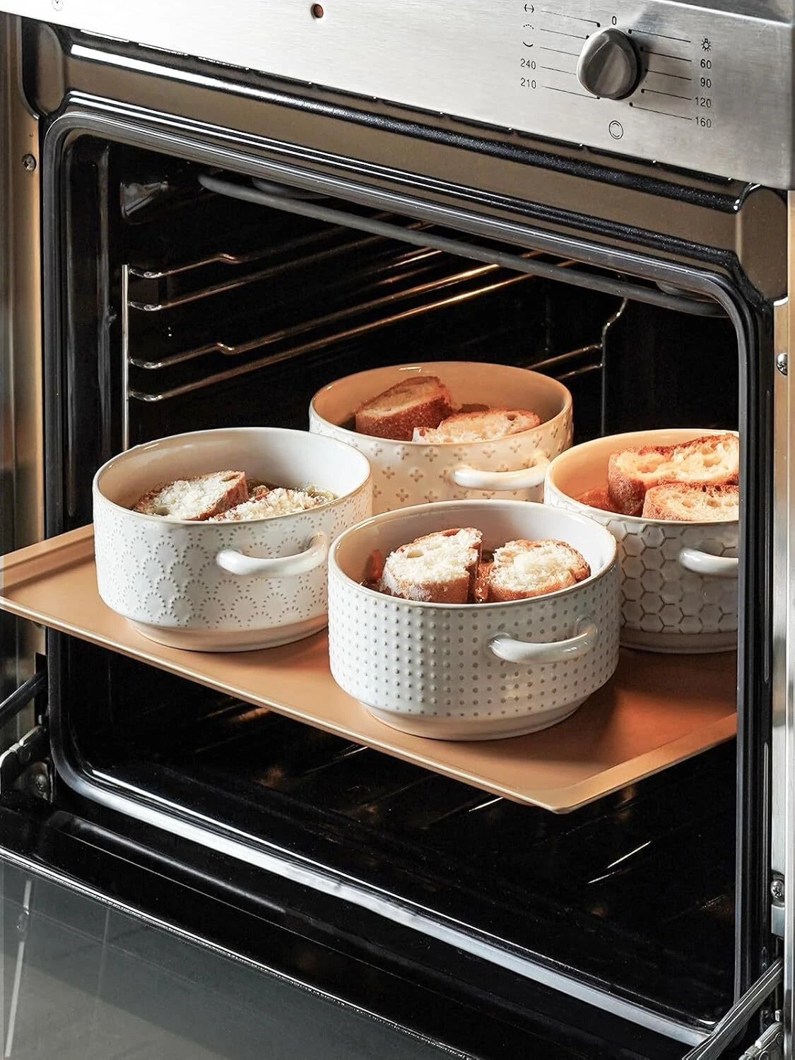 Soup Bowls with Handles, 20 oz French Onion Soup Can, Set of 4, Arctic White 07FC0E-D4 - KOEEK