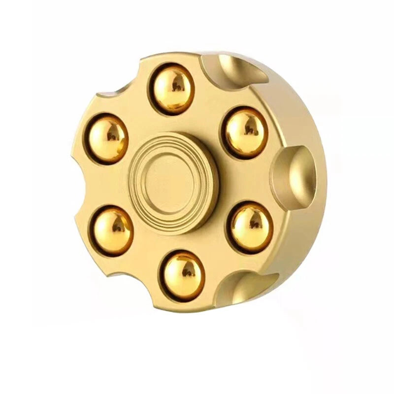 Revolver Finger Spinner Hand Fidget Pocket EDC Toy Spinning Top Brass Bullet 07FC0E-D4 - KOEEK