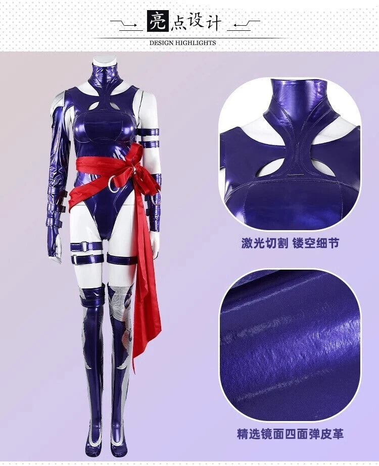 Marvel Rivals Psylocke Jumpsuits Outfit Women's Purple Cosplay Costume Bodysuit 07FC0E-D4 - KOEEK